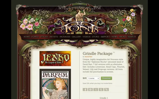 Grindle Package specimen from Letterhead Fonts