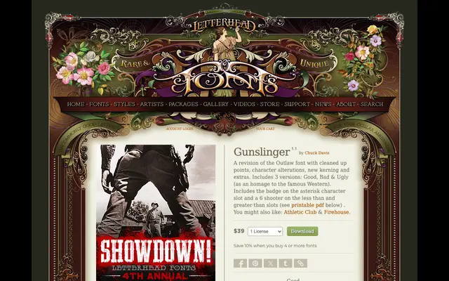 Gunslinger specimen from Letterhead Fonts