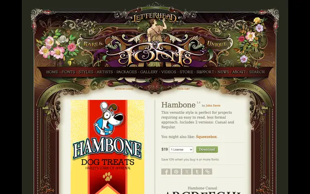 Hambone specimen from Letterhead Fonts