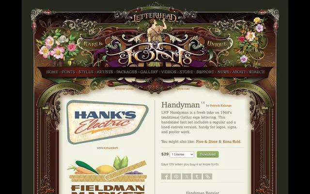 Handyman specimen from Letterhead Fonts