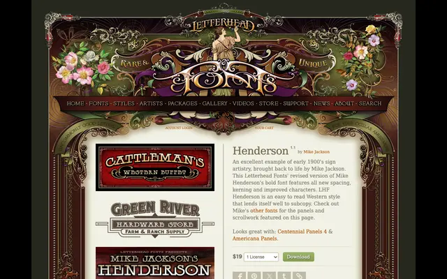Henderson specimen from Letterhead Fonts