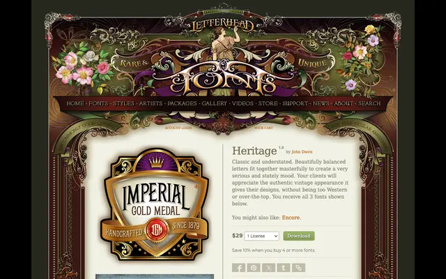 Heritage specimen from Letterhead Fonts