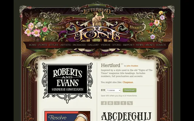Hertford specimen from Letterhead Fonts