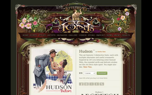 Hudson specimen from Letterhead Fonts