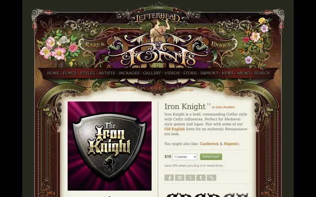 Iron Knight specimen from Letterhead Fonts