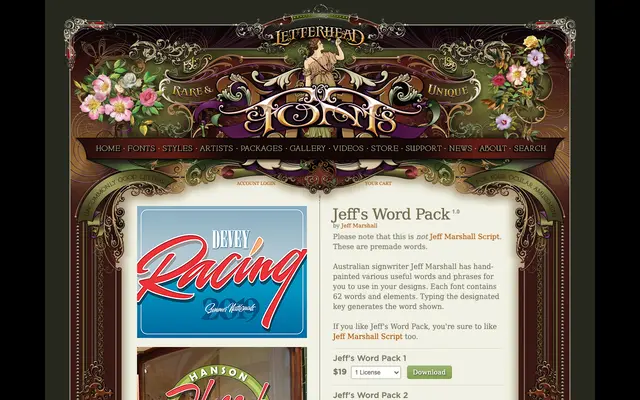 Jeff's Word Pack specimen from Letterhead Fonts