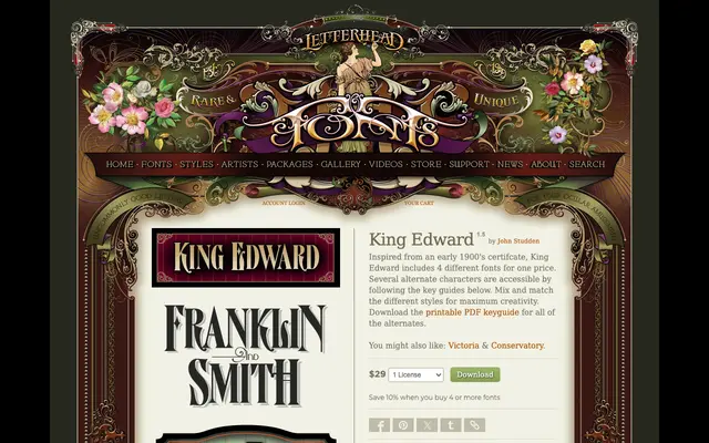 King Edward specimen from Letterhead Fonts