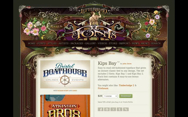 Kips Bay specimen from Letterhead Fonts