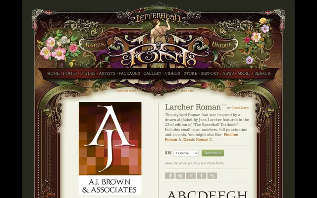 Larcher Roman specimen from Letterhead Fonts