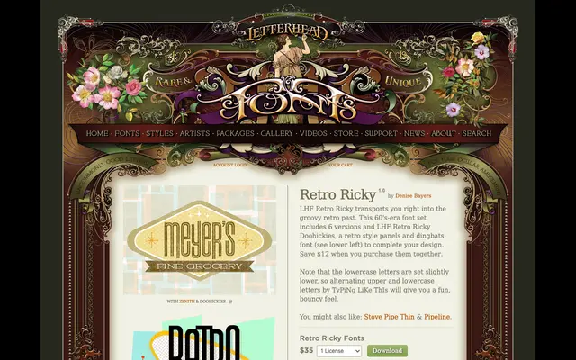 LHF Retro Ricky specimen from Letterhead Fonts