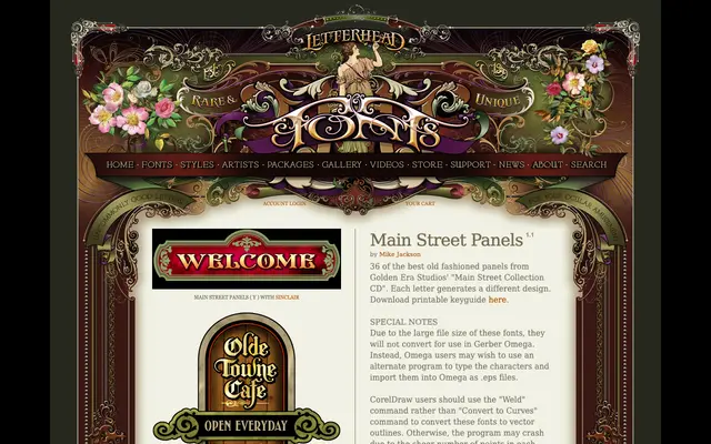 Main Street Panels specimen from Letterhead Fonts