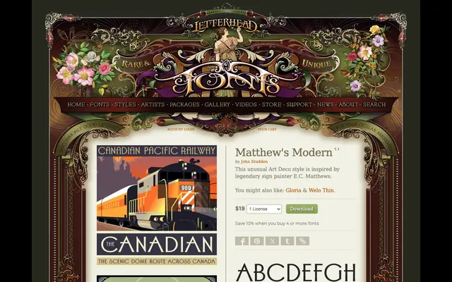 Matthew's Modern specimen from Letterhead Fonts