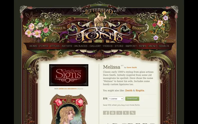 Melissa specimen from Letterhead Fonts