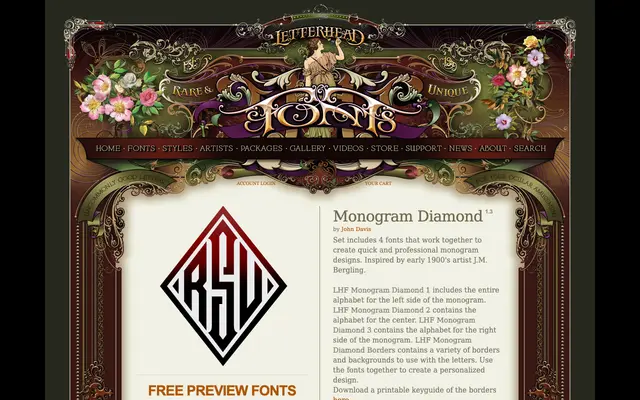 Monogram Diamond specimen from Letterhead Fonts