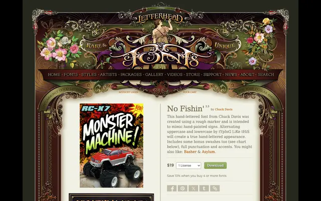 No Fishin' specimen from Letterhead Fonts