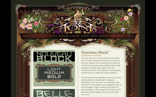 Nouveau Block specimen from Letterhead Fonts