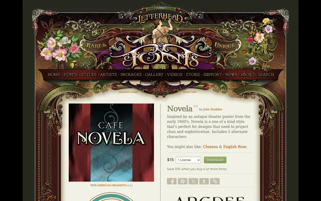 Novela specimen from Letterhead Fonts
