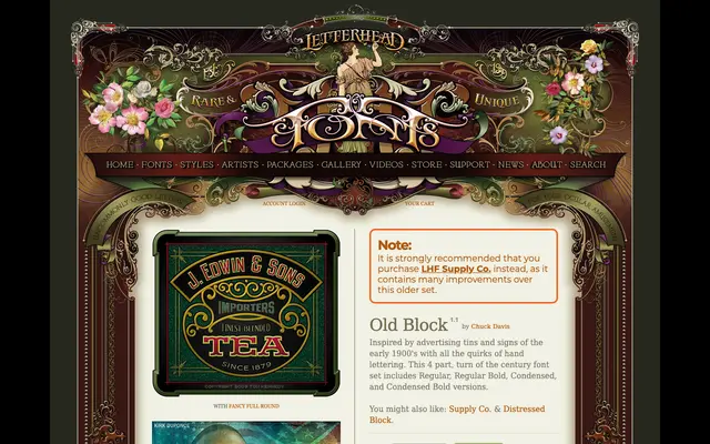 Old Block specimen from Letterhead Fonts