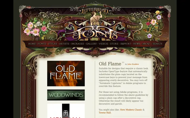 Old Flame specimen from Letterhead Fonts