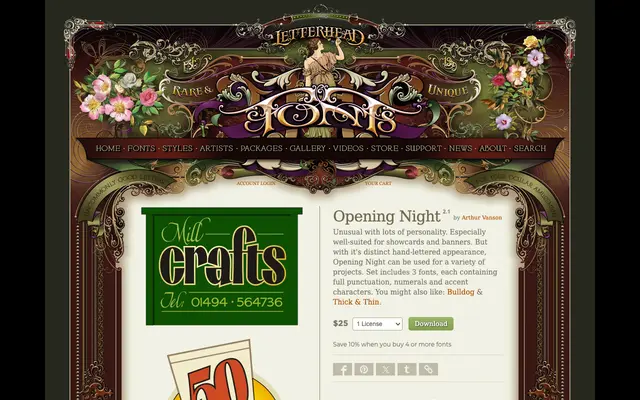 Opening Night specimen from Letterhead Fonts