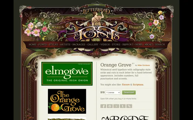 Orange Grove specimen from Letterhead Fonts