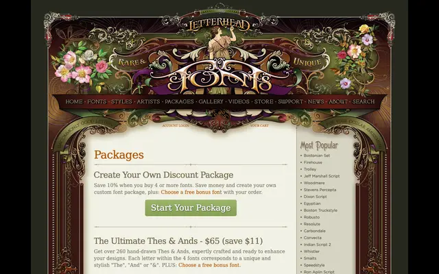 Packages specimen from Letterhead Fonts