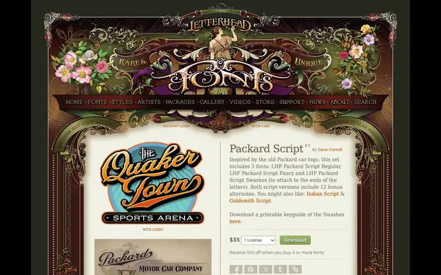 Packard Script specimen from Letterhead Fonts