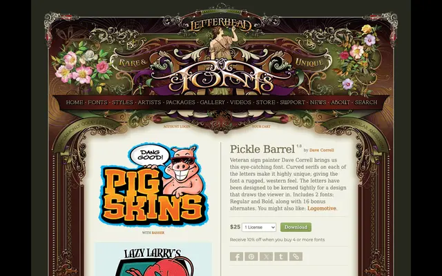 Pickle Barrel specimen from Letterhead Fonts
