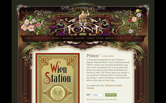 Prince specimen from Letterhead Fonts