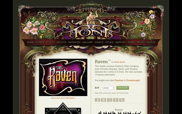Raven specimen from Letterhead Fonts