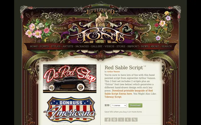 Red Sable Script specimen from Letterhead Fonts