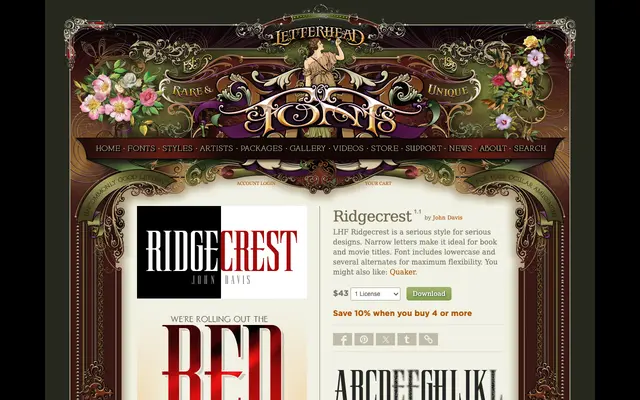 Ridgecrest specimen from Letterhead Fonts