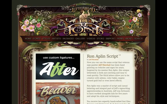 Ron Aplin Script specimen from Letterhead Fonts