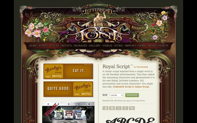 Royal Script specimen from Letterhead Fonts