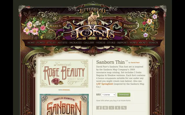 Sanborn Thin specimen from Letterhead Fonts