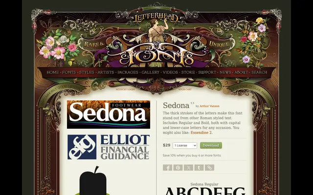 Sedona specimen from Letterhead Fonts