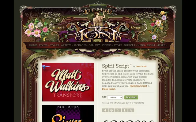 Spirit Script specimen from Letterhead Fonts