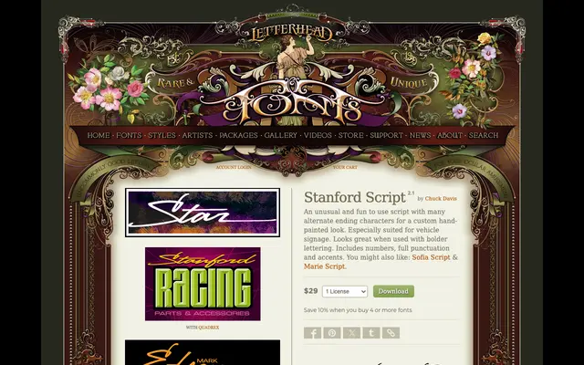 Stanford Script specimen from Letterhead Fonts