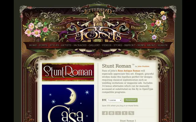 Stunt Roman specimen from Letterhead Fonts