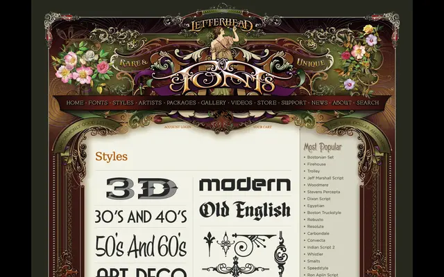 Styles specimen from Letterhead Fonts
