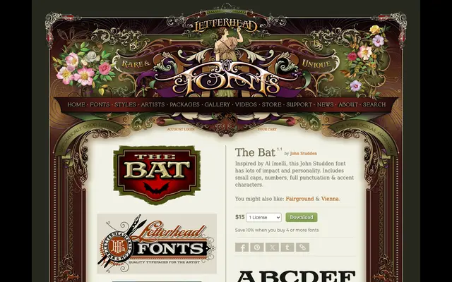 The Bat specimen from Letterhead Fonts