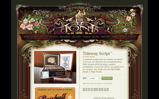 Tideway Script specimen from Letterhead Fonts
