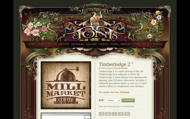 Timberlodge 2 specimen from Letterhead Fonts