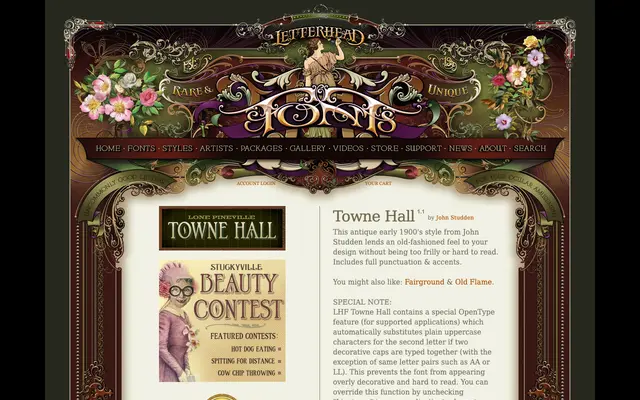 Towne Hall specimen from Letterhead Fonts