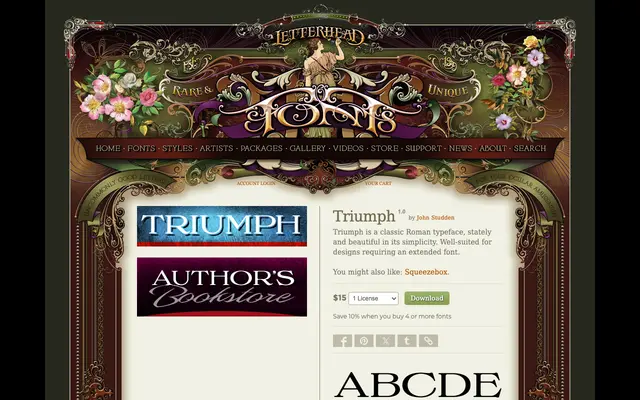 Triumph specimen from Letterhead Fonts