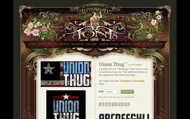 Union Thug specimen from Letterhead Fonts