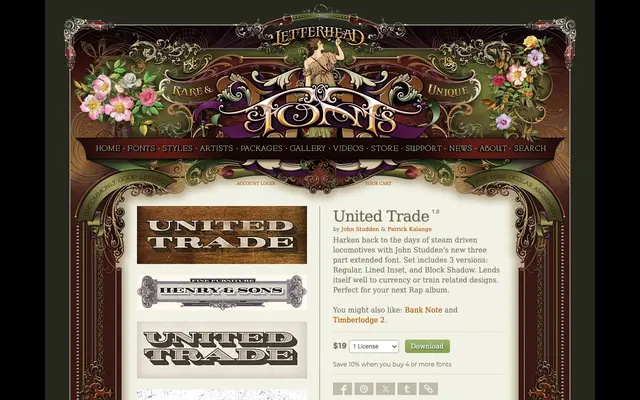 United Trade specimen from Letterhead Fonts