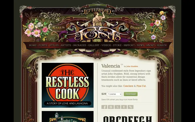 Valencia specimen from Letterhead Fonts