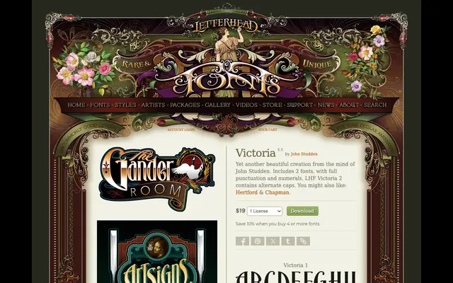 Victoria specimen from Letterhead Fonts
