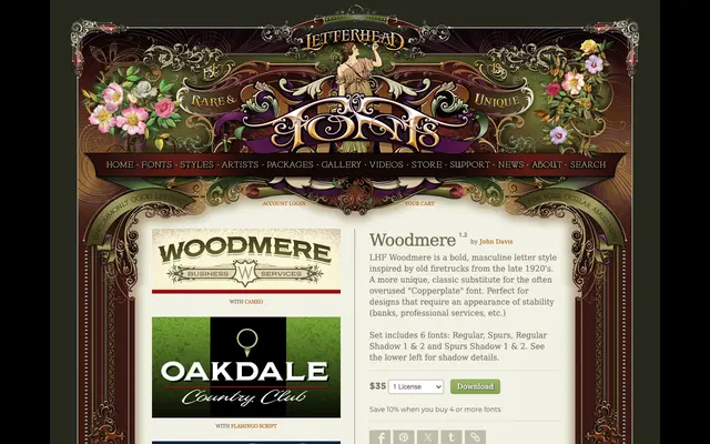 Woodmere specimen from Letterhead Fonts